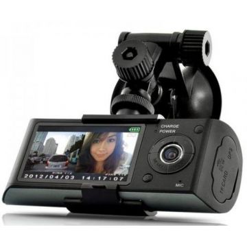 Kit camera auto Dubla iUni Dash X3000, LCD 2.7inch, Senzor CMOS, GPS, Full HD (Negru)