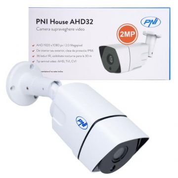 Camera Supraveghere Video Exterior PNI House AHD32, 2MP, 1080P, IP66, IR30m (Alb)