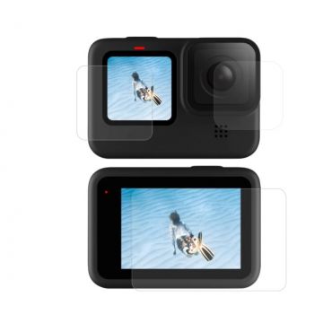 Folie protectie lentila si display Telesin pentru camera video sport GoPro Hero9/10/11 Black, PET, Transparent