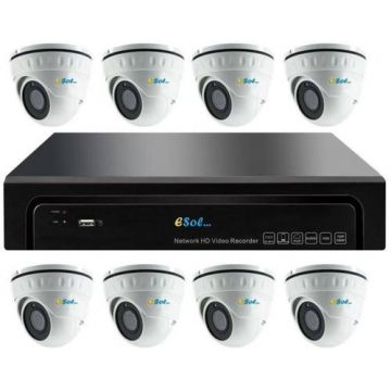 Kit Supraveghere Video Esol EN208/N-8(D)20, NVR 8 canale + 8 Camere Video