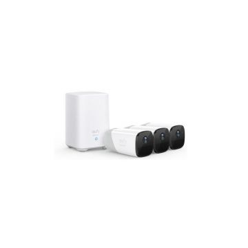 Kit supraveghere video eufyCam 2 Pro Security wireless, Rezolutie 2K, IP67, Nightvision, 3 camere video, H.264 Kit supraveghere video eufyCam 2 Pro Security wireless, Rezolutie 2K, IP67, Nightvision, 3 camere video, H.264