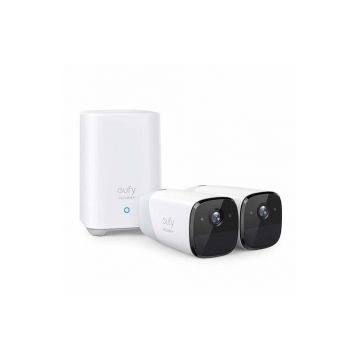 Kit supraveghere video eufyCam 2 Security wireless, HD 1080p, IP67, Nightvision, 2 camere video (Alb)