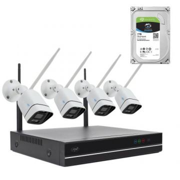 Kit supraveghere video PNI House WiFi660 NVR si 4 camere wireless, 3MP, P2P, IP66 cu HDD 1TB inclus