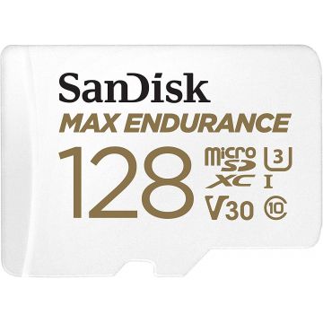 Card de memorie SanDisk micro SD Max Endurance Video 128 GB, Class 10, V30, UHS U3 + adaptor