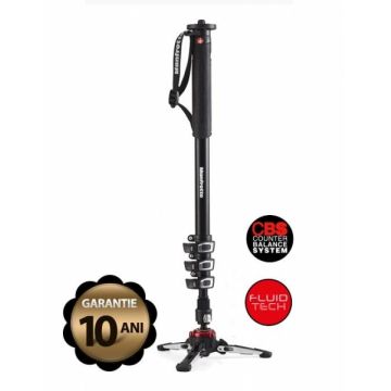 Pachet Manfrotto MVMXPROA4 Monopied fluid + Manfrotto MVH500AH cap trepied video + Manfrotto geanta trepied 80 cm Non Padded