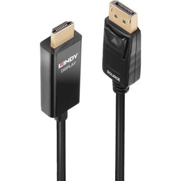 Cablu video LINDY DisplayPort v1.2 Male - HDMI v2.0 Male, 1m, negru