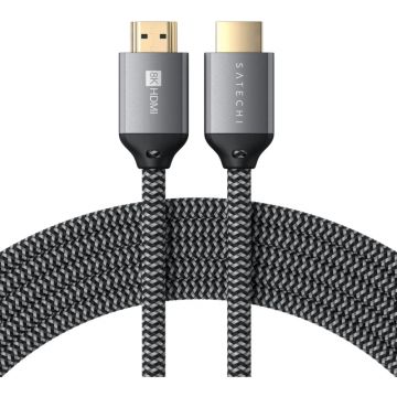 Cablu video Satechi HDMI Male - HDMI Male, v2.1, 2m, gri-negru Cablu video Satechi HDMI Male - HDMI Male, v2.1, 2m, gri-negru
