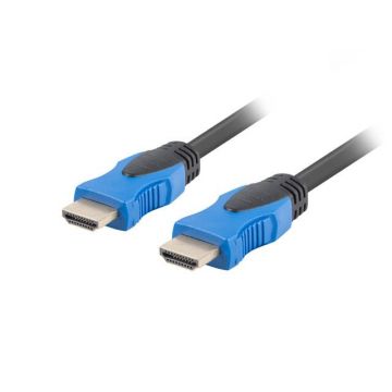 Cablu video Lanberg HDMI Male - HDMI Male, v2.0, 15m, negru-albastru
