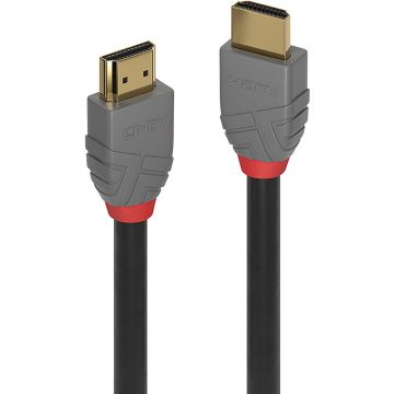 Cablu video LINDY Anthra, HDMI Male - HDMI Male, v2.1, 1m, negru-gri