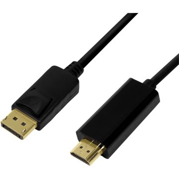 Cablu video Logilink DisplayPort v1.2 Male - HDMI Male, 5m, negru