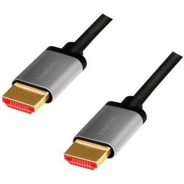 Cablu video Logilink HDMI Male - HDMI Male, v2.1, 2m, negru-gri