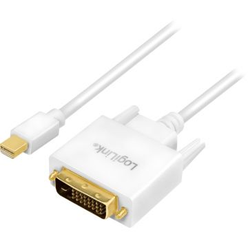 Cablu video Logilink Mini DisplayPort v1.2 Male - DVI-D Male, 1.8m, alb