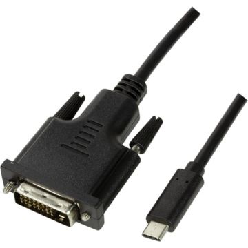 Cablu video Logilink USB Male tip C - DVI Male, 1.8m, negru