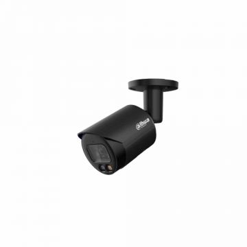 Camera supraveghere exterior IP cu iluminare duala Dahua WizSense IPC-HFW2449S-S-IL-0280B-BLACK, 4 MP, 2.8 mm, IR/lumina alba 30 m, slot card, microfon, PoE, negru