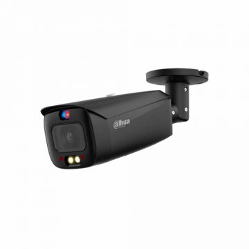 Camera supraveghere exterior IP cu iluminare duala Dahua WizSense IPC-HFW3549T1-AS-PV-0280B-S4-BLACK 5 MP, 2.8 mm, IR/ lumina alba 30 m, microfon, slot card, PoE, negru