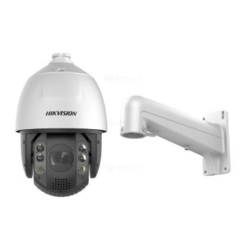 Camera supraveghere IP Speed Dome Hikvision AcuSense DS-2DE7A432IW-AEB(T5), 4 MP, IR 200 m, 5.9 - 188.8 mm, motorizat, slot card, Hi-PoE, 32X + suport