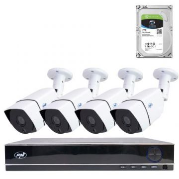 Kit supraveghere video AHD PNI House PTZ1300 Full HD - NVR si 4 camere exterior 2MP full HD 1080P cu HDD 1Tb inclus