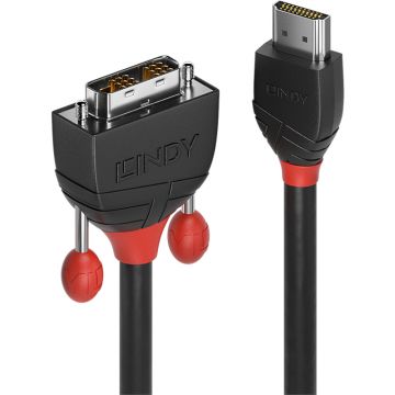 Cablu video LINDY Black, HDMI Male - DVI-D Male, 1m, negru