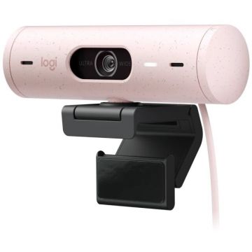 Logitech Camera web Logitech Brio 500, Full HD 1080p, RightLight 4, 90 FoV, USB-C, Privacy - Rose