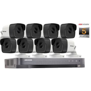 Sistem supraveghere Hikvision 8 camere de exterior 5MP(2K+), IR 40m