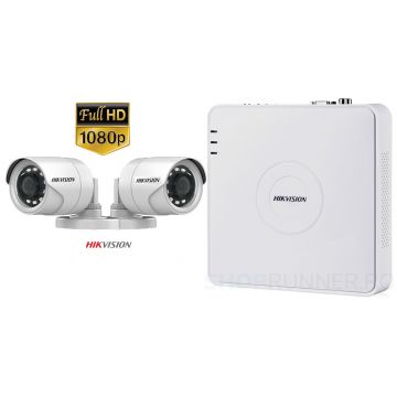 Sistem supraveghere video Hikvision 2 camere de exterior 2MP 1080P, FULL HD, IR 20m