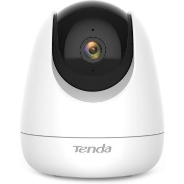 tenda Camera de supraveghere Smart Tenda CP6, 360 grade, 2K, functie Baby Monitor, Night Vision, Detectie/urmarire inteligenta, Two-Way Audio, Alarma sonora si luminoasa, Control Vocal, Card Micro-SD/Stocare în cloud, Obturator pentru initimitate, Alb