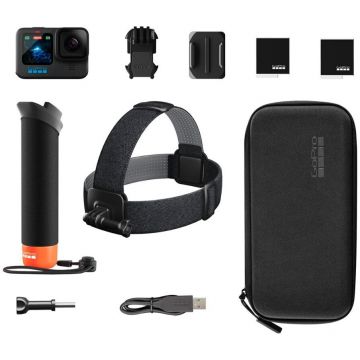 Bundle Camera Actiune Hero12 Black 5.3K60 +baterie+prindere cap+monopied flotabil Bundle Camera Actiune Hero12 Black 5.3K60 +baterie+prindere cap+monopied flotabil