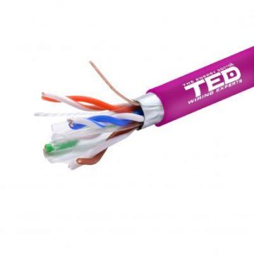 Cablu FTP cat.6 cupru integral 0,56 23AWG LSZH ignifug FLUKE PASS violet rola 305ml TED Wire Expert TED002433