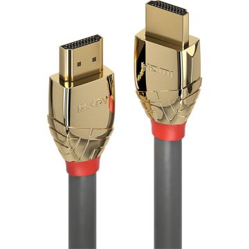 Cablu video LINDY Gold, HDMI Male - HDMI Male, v2.0, 7.5m, gri-auriu