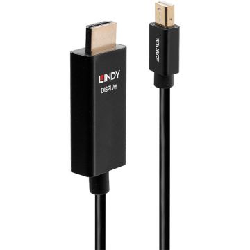 Cablu video LINDY Mini DisplayPort v1.2 Male - HDMI v2.0 Male, 2m, negru