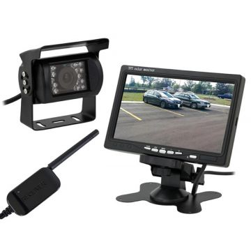 Camera cu monitor pentru parcare, senzor lumina, suport inclus, 800x480, 120 mA, 12/24V, 696g, 11 x 17 x 2cm, negru