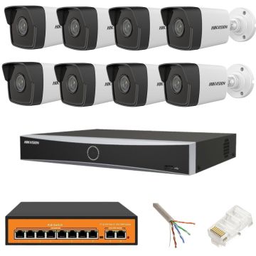 Sistem supraveghere Hikvision 8 camere IP 4MP NVR 4K 8 canale 12MP AcuSense accesorii