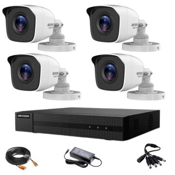 Sistem supraveghere Hikvision TurboHD HiWatch 4 camere 2MP IR 20m lentila 2.8mm XVR 4 canale 2MP cu accesorii