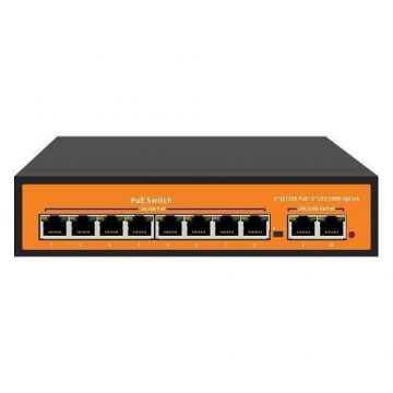 Switch POE 8 porturi 10/100+2x100/1000Mbps, 250m max 96W NPS08F2GBE