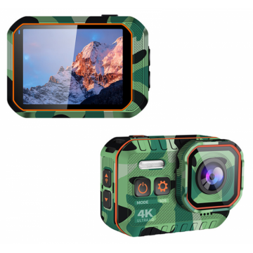 Camera de actiune iSEN Action Camera 002, Camuflaj, 4K, UltraHD, HD 2.0 , Filmare 170 , Wi-Fi, Lumina SOS, Detectie miscare,1050 mAh
