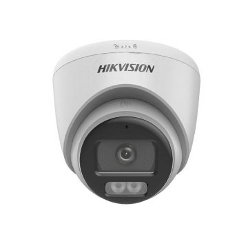 Camera supraveghere exterior ColorVu Hikvision DS-2CE72DF0T-LFS(2.8MM), Smart Hybrid cu LED alb si IR 40 m, 2 MP, 2.8 mm, microfon