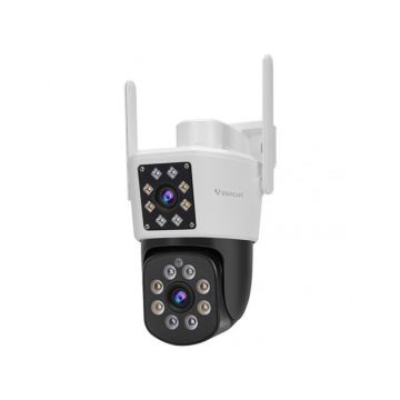 Camera supraveghere rotativa exterior cu lentila duala IP PTZ Speed Dome WiFi Vstarcam C662DR, 2 MP, 4 mm, IR 15-30 m, slot card, microfon si difuzor, auto tracking