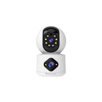 Camera supraveghere interior IP Wi-Fi PTZ cu lentila duala Vstarcam C992DR, 5 MP, 4mm-6mm, IR/lumina alba 15-30 m, microfon si difuzor, slot card