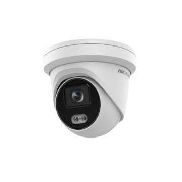 Camera supraveghere IP exterior Dome ColorVu Hikvision DS-2CD2343G2-L28, 4 MP, 2.8 mm, lumina alba 30 m, slot card, PoE