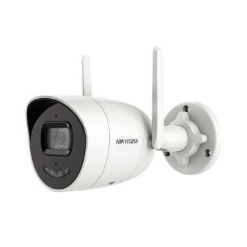 Camera supraveghere IP Wi-Fi exterior ColorVu AcuSense Hikvision DS-2CV2027G0-LDW2, 2 MP, 2.8 mm, slot card, lumina alba 30 m