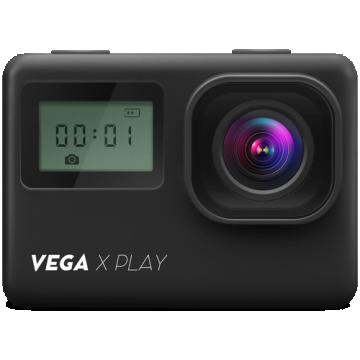 Camera video sport Niceboy VEGA X Play, WiFi, DVR, Webcam, Display LCD 2inch + 0.96inch monocrom, 16Mpx, 170 grade, 4K@30fps, 2.7K@30fps, Full HD@60fps, MicroSD, functie Slow-Motion si time lapse, aplicatie mobila, incarcare USB-C (Negru)