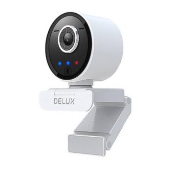 Camera Web Smart Full HD Delux DC07 1080p@30FPS, Microfon incorporat, ideala pentru birou sau pentru activitati sportive online, Negru