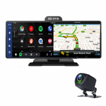 Navigator bord iSEN CP27 DVR, 4K, 10,26 touch screen, CarPlay si Android Auto wireless, WiFi, Monitorizare parcare, Camera marsarier