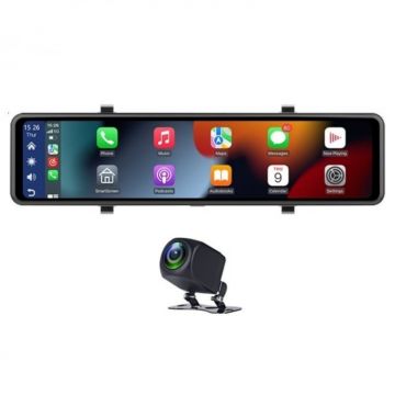 Oglinda iSEN V8S DVR, 4K, 11.26   touch screen, CarPlay si Android Auto wireless, WiFi, Control vocal, Monitorizare parcare, Camera marsarier