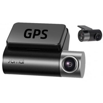 Pachet camera auto DVR Xiaomi 70MAI A500S-1 Dash Cam Pro Plus cu camera spate RC06, 2.7K 1944p, IPS 2.0 , 140 FOV, ADAS, GPS, Night Vision