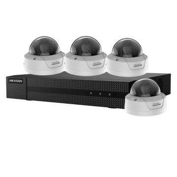 Sistem supraveghere IP interior basic Hikvision Hiwatch HW-IP-4INTIR30-2MP, 4 camere, 2 MP, IR 30 m, 2.8 mm, PoE