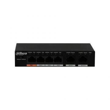Switch Dahua PFS3006-4ET-60 PoE 4+2 porturi, 250m, 30W, Max. 60W