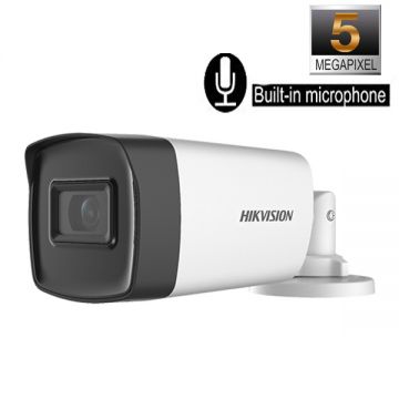 Camera AnalogHD 5MP, lentila 2.8mm, IR 40m, AUDIO integrat - HIKVISION - DS-2CE17H0T-IT3FS-2.8mm