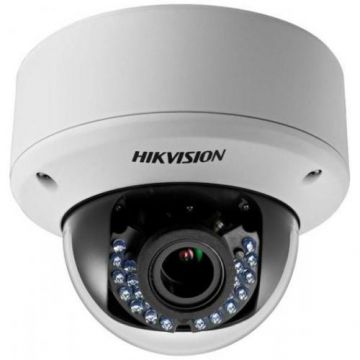 Camera de supraveghere HD Dome Hikvision DS-2CE56D0T-VPIR3E, 2MP, Lentila 2.8-12mm, IR 40m (Alb)