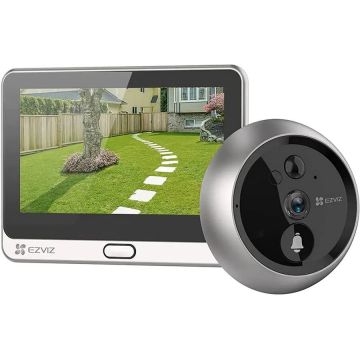 EZVIZ Sonerie video Smart DP2C 2K, indoor, display 4.3", Wi-Fi Camera, 1080P, 4600 mAh, Smart IR, Alb